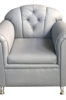 Poltrona Tapizada Capitoné Gris Patas Aluminio