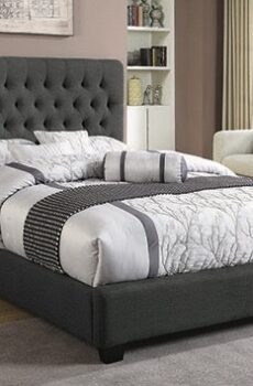 Cama Queen con Cabecero Tapizado color gris